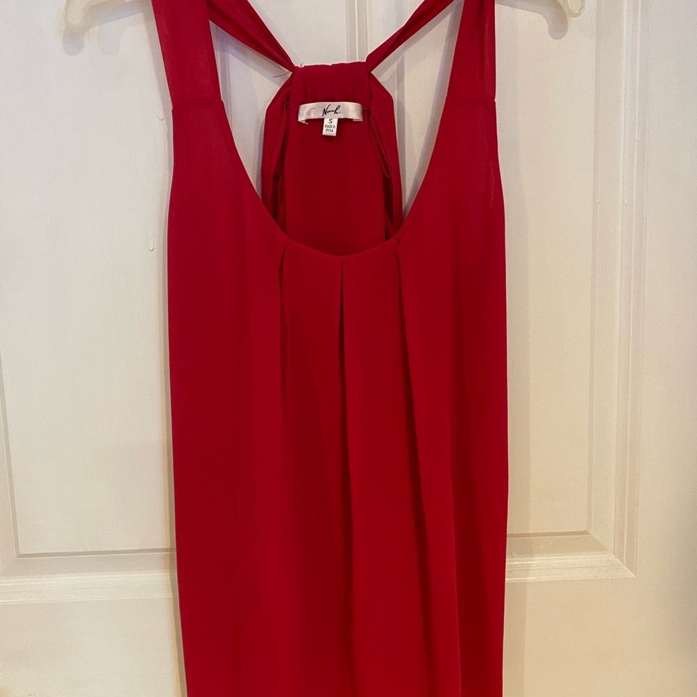 NORAH Vibrant Pink Backless Pleated Tank Top